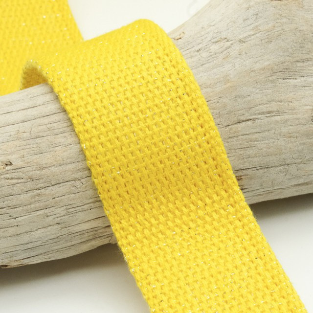 30mm Silver Lurex Cotton Ribbon in Yellow - Maison Klem